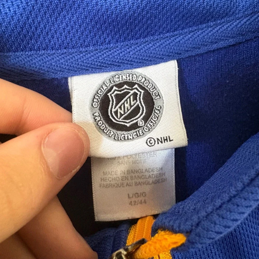 Y2K NHL Pullover Mens Large Blue St. Louis Blues 1/4 Zip Sporty Hockey Jacket